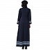 Casual Abaya with striped border- Navy Blue Casual Abaya with striped border- Navy Blue